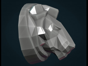 lion head low poly Model Cetak 3D