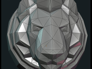 lion head low poly Model Cetak 3D