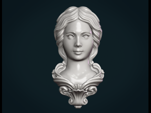 Female face mascaron Modèles 3D en vedette