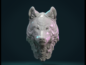 stylized wolf head 3Dプリントモデル