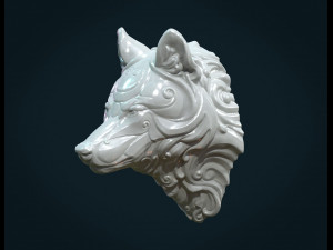 stylized wolf head 3Dプリントモデル