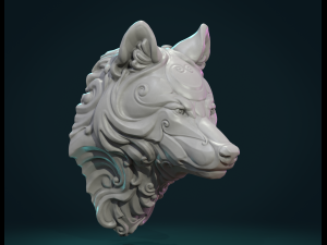 stylized wolf head 3Dプリントモデル
