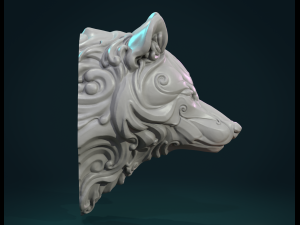 stylized wolf head 3Dプリントモデル