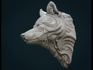 stylized wolf head 3Dプリントモデル