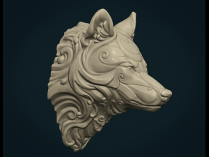 stylized wolf head 3Dプリントモデル