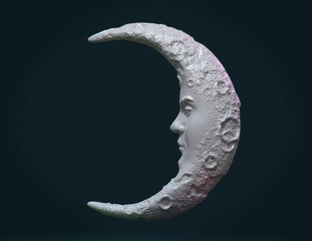 crescent with face 3D Print Model .c4d .max .obj .3ds .fbx .stl .blend 