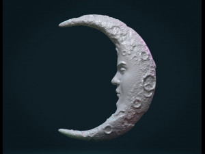 crescent with face 3D Print Model