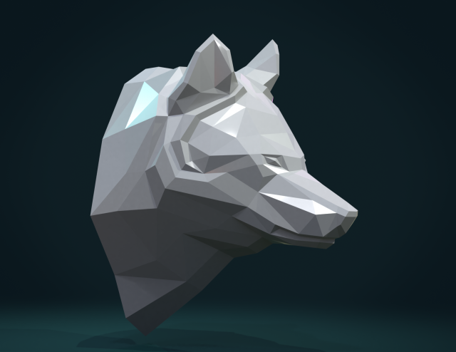 low poly wolf head Modelo de Impressão 3D .c4d .max .obj .3ds .fbx .stl .blend 