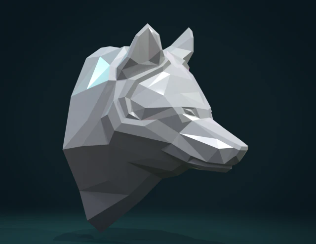 low poly wolf head 3D Print Model .c4d .max .obj .3ds .fbx .stl .blend 