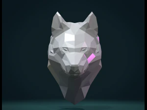 low poly wolf head 3D Print Model