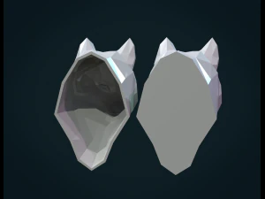 low poly wolf head 3D Print Model
