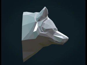 low poly wolf head 3D Print Model