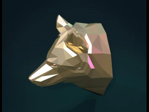 low poly wolf head 3D Print Model