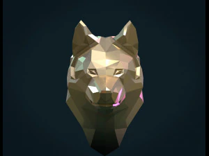 low poly wolf head 3D Print Model