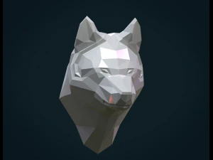 low poly wolf head 3D Print Model