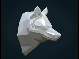 low poly wolf head 3D Print Model