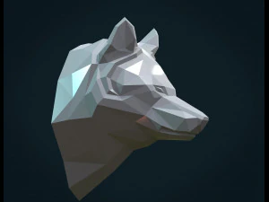 low poly wolf head 3D Print Model