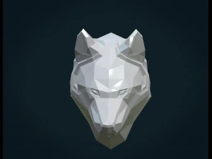 low poly wolf head 3D Print Model