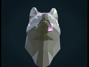 low poly wolf head 3D Print Model