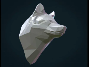 low poly wolf head 3D Print Model