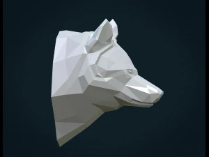 low poly wolf head 3D Print Model
