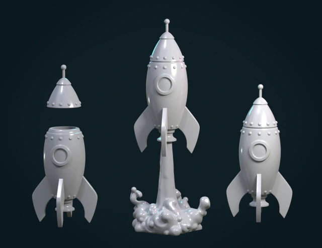 cartoon rocket 3D Print Model .c4d .max .obj .3ds .fbx .stl .blend 