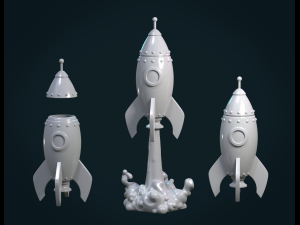 cartoon rocket 3D Print Model