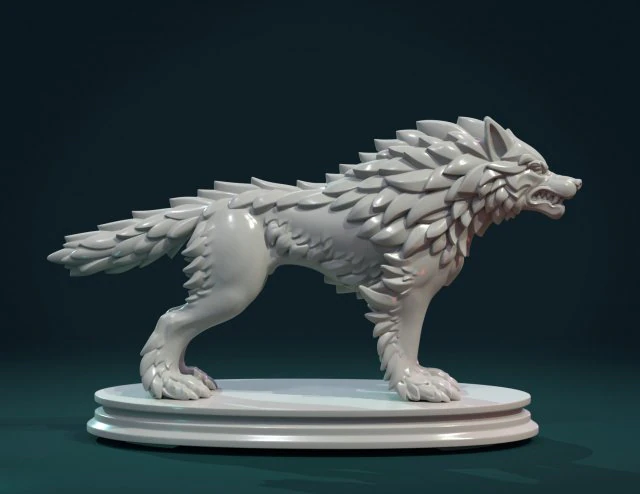 wolf sculpture 3D Print Model .c4d .max .obj .3ds .fbx .stl .blend