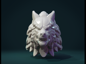 wolf head v Model Cetak 3D