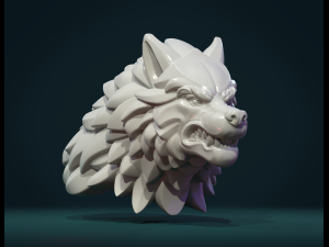 wolf head v Model Cetak 3D
