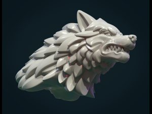 wolf head v Model Cetak 3D