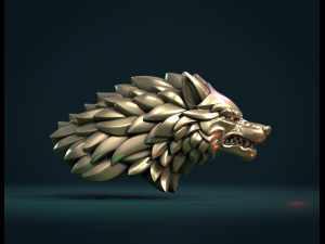 wolf head v Model Cetak 3D