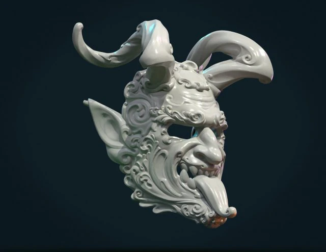 demon satyr mask 3D Print Model .c4d .max .obj .3ds .fbx .stl .blend 