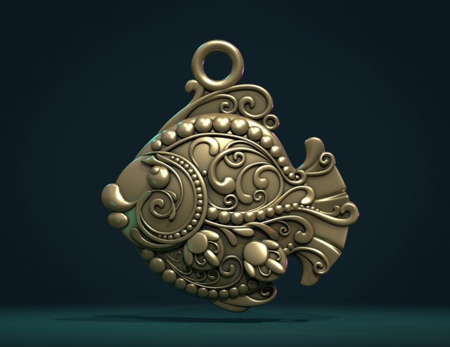 ornate fish 3Dプリントモデル .c4d .max .obj .3ds .fbx .stl .blend 