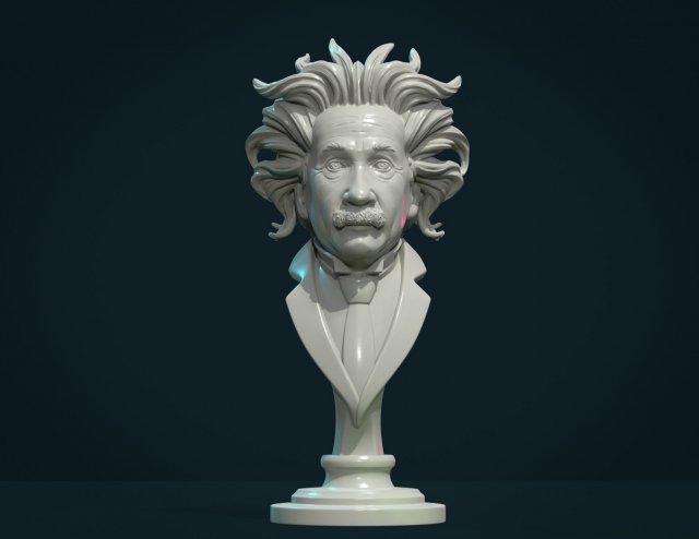 einstein bust 3D Print Model .c4d .max .obj .3ds .fbx .stl .blend 