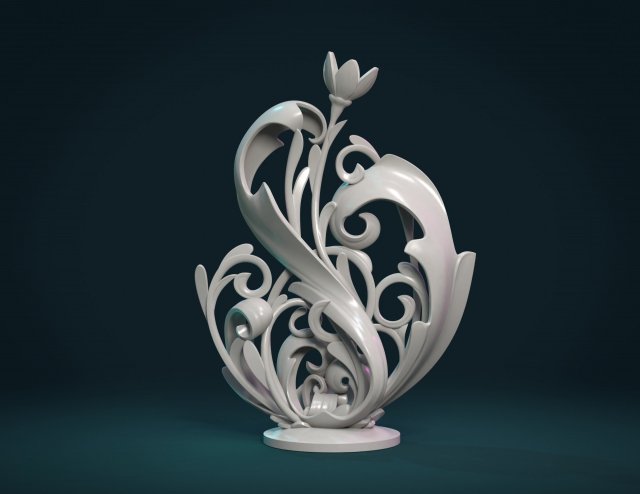 scroll plant sculpture Model do druku 3D .c4d .max .obj .3ds .fbx .stl .blend