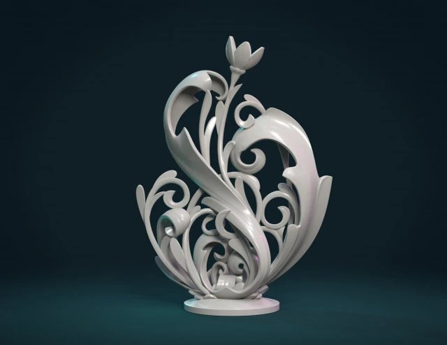 scroll plant sculpture 3D Print Model .c4d .max .obj .3ds .fbx .stl .blend 