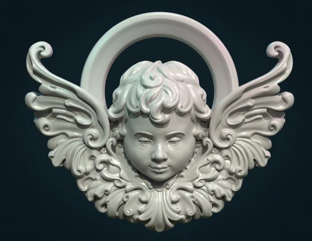 angel cherub bas-relief 3D Print Model .c4d .max .obj .3ds .fbx .stl .blend 
