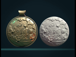 moon bas-relief pendant 3D Print Model