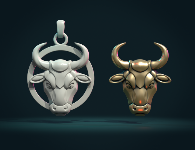 bull head bas-relief 3D 프린트 모델 .c4d .max .obj .3ds .fbx .stl .blend 