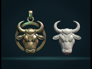 bull head bas-relief 3D 프린트 모델