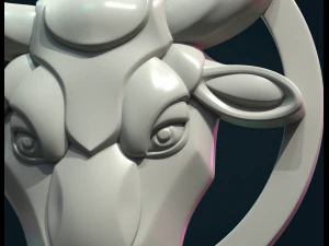 bull head bas-relief 3D Print Model