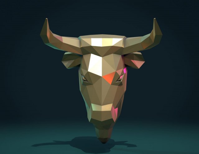 bull head low poly 3D प्रिंट मॉडल .c4d .max .obj .3ds .fbx .stl .blend 