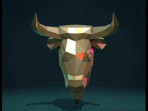 poli rendah kepala banteng Model Cetak 3D
