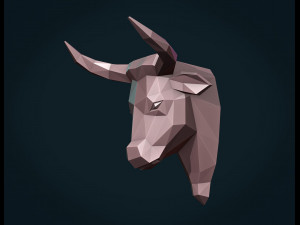 bull head low poly 3D प्रिंट मॉडल