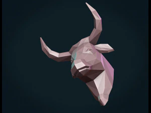 bull head low poly 3D Print Model