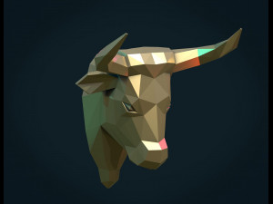 bull head low poly 3D प्रिंट मॉडल