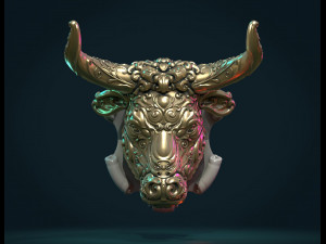 ornate bull head 3D-Druckmodell