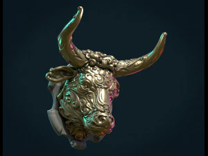 ornate bull head 3D Print Model