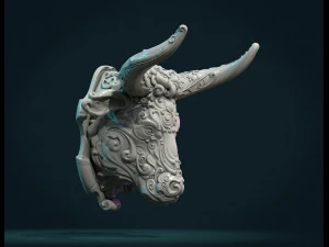 ornate bull head 3D Print Model